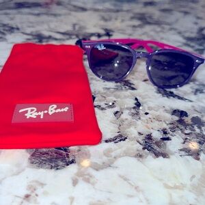 Ray-Ban Jr Kids Sunglasses RJ9052S 7021/8G Dark Purple Frame with Pink Arms